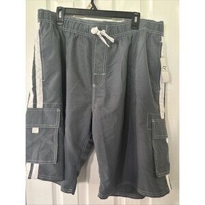 Asbury Threadz Swim Trunks Cargo Pocket Drawstring Gray XXL